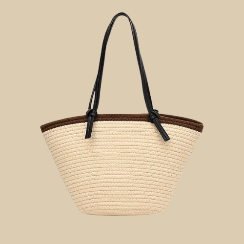 Straw Bag Leather Handles | Capucine Beige