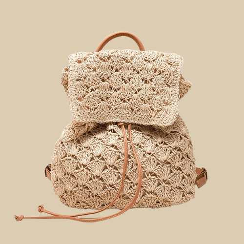 Straw Beach Backpack Beige