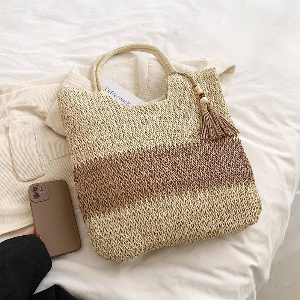 Straw Beach Bag With Zip | Amaria