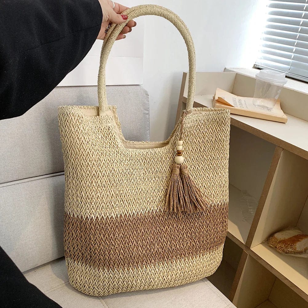 Straw Beach Bag With Zip | Amaria