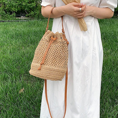 Straw Bucket Bag | Lauren