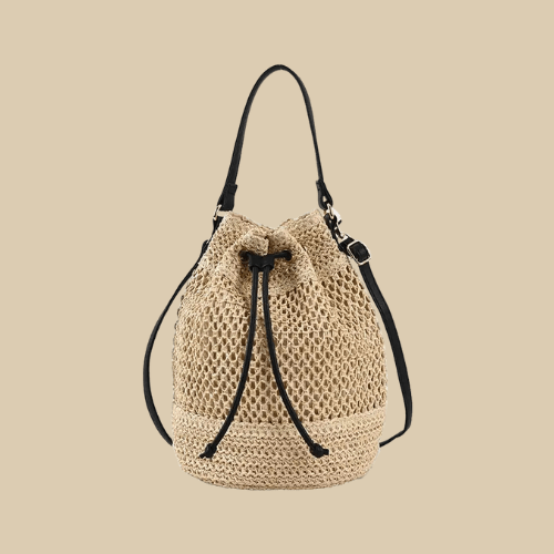 Straw Bucket Bag | Lauren Beige