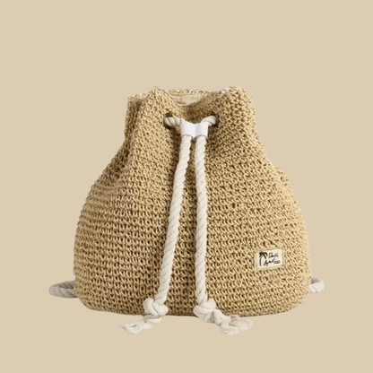 Straw Bucket Beach Bag | Felia Beige