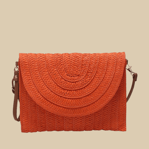 Straw Clutch Bag | Maddy orange