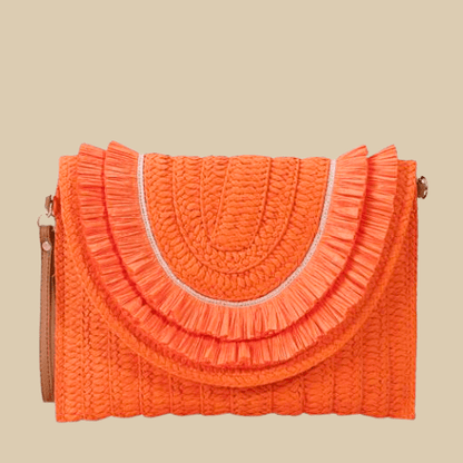 Straw Clutch Bag Wedding | Melinda orange