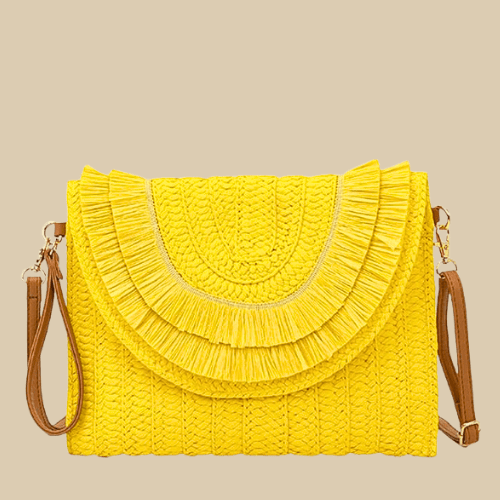 Straw Clutch Bag Wedding | Melinda yellow