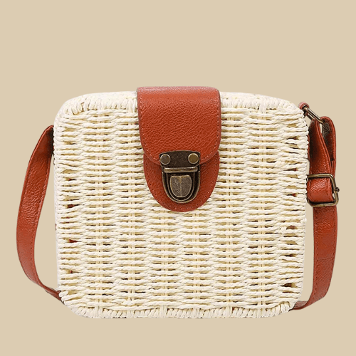 Straw Crossbody Bag | Leonie Beige