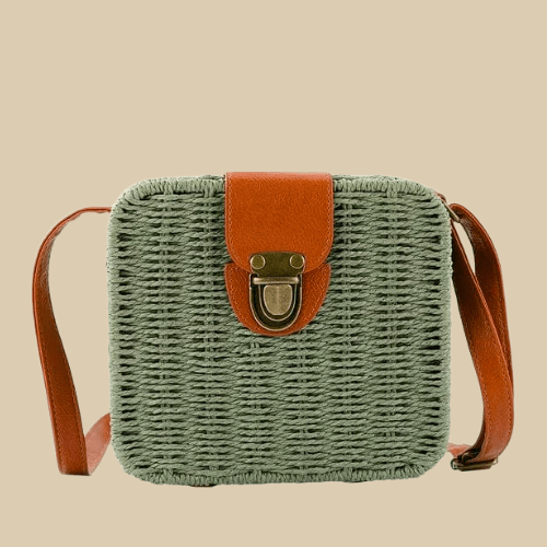 Straw Crossbody Bag | Leonie green