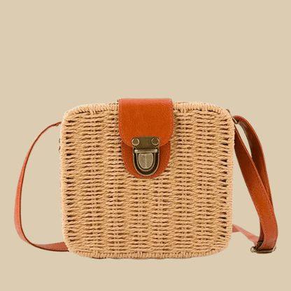 Straw Crossbody Bag | Leonie khaki