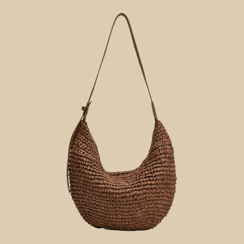 Straw Hobo Bag Coffee color