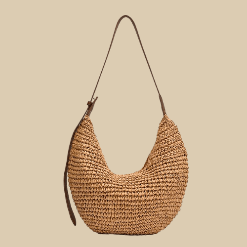 Straw Hobo Bag Khaki