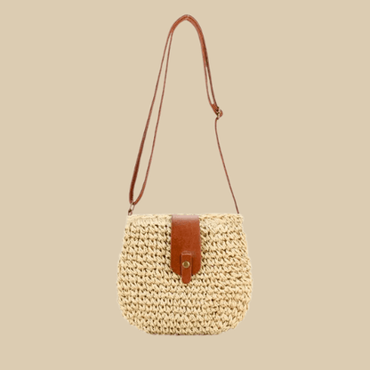 Straw Satchel Bag | Athena Beige