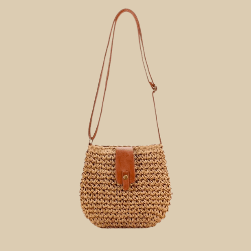 Straw Satchel Bag | Athena Khaki