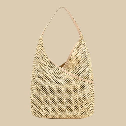 Straw Shoulder Bag | Camelia Beige