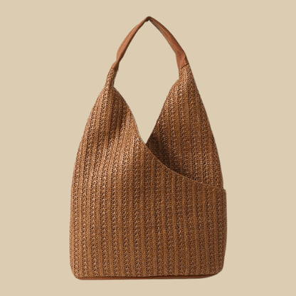 Straw Shoulder Bag | Camelia Brown