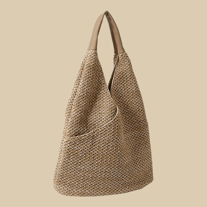 Straw Shoulder Bag | Camelia Khaki