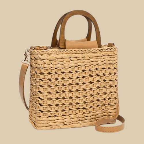 Straw Side Bag | Lea Khaki