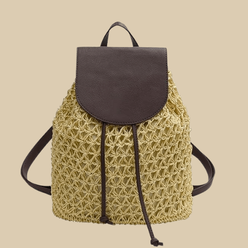 Straw Woven Backpack | Emilia Beige