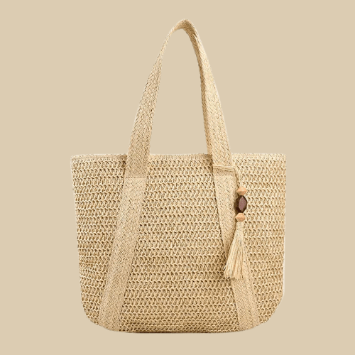 Straw Woven Tote Bag | Amelia Beige