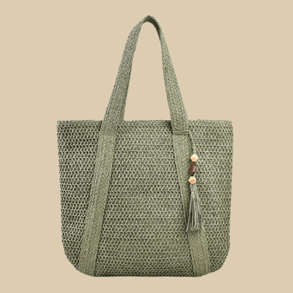 Straw Woven Tote Bag | Amelia green