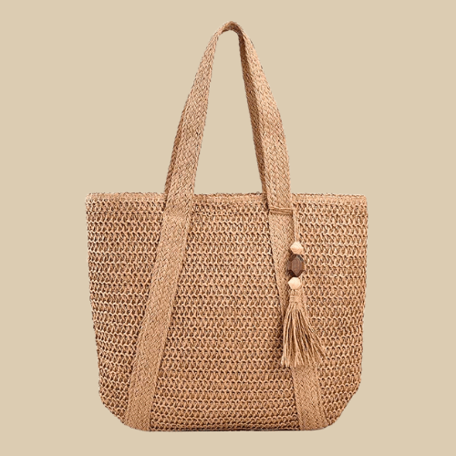 Straw Woven Tote Bag | Amelia Khaki