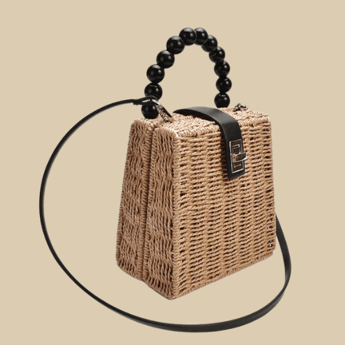 Wicker Top Handle Bag Brown