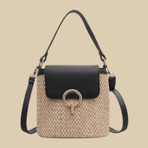 Women's Straw Shoulder Bag | Briana Black