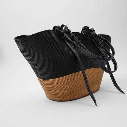 Woven Straw Bag | Luccia khaki black