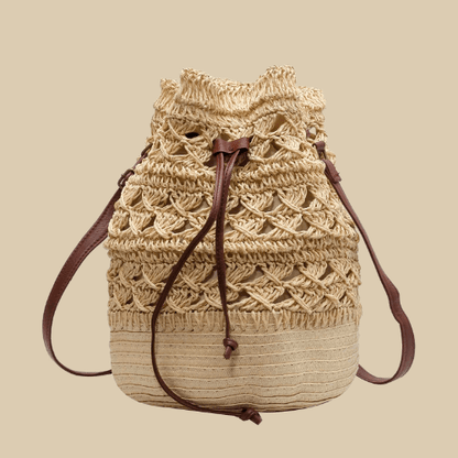 Woven Straw Bucket | Maho beige